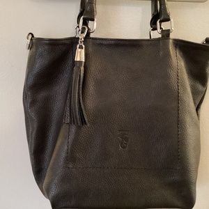 Syrena Black Leather Shoulder Bag